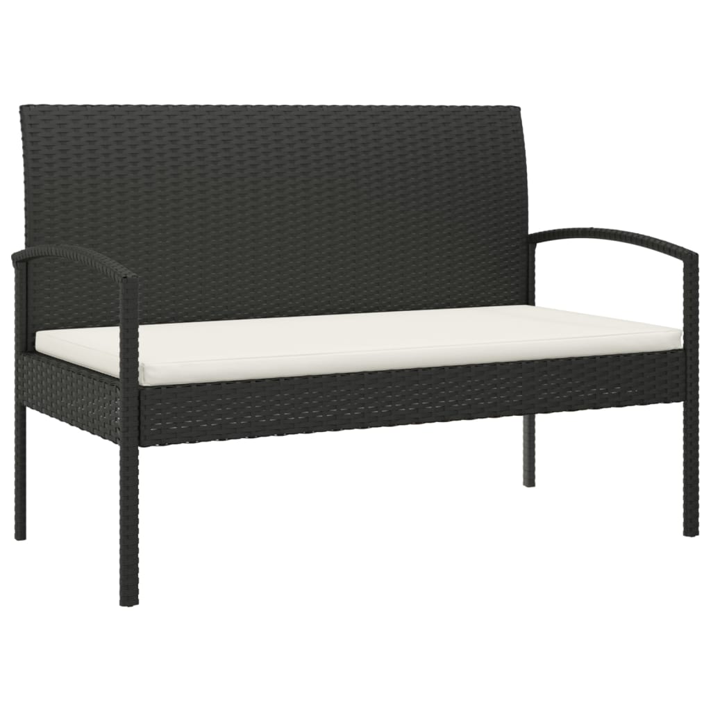 Fekete polyrattan kerti pad párnával 105 cm 2