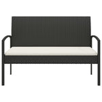 Fekete polyrattan kerti pad párnával 105 cm 3