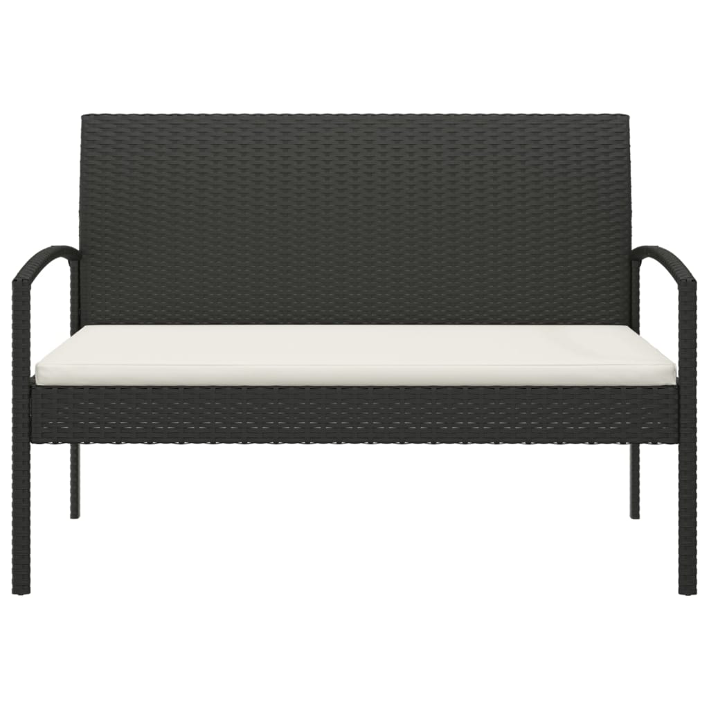 Fekete polyrattan kerti pad párnával 105 cm 3