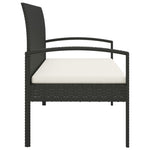 Fekete polyrattan kerti pad párnával 105 cm 4