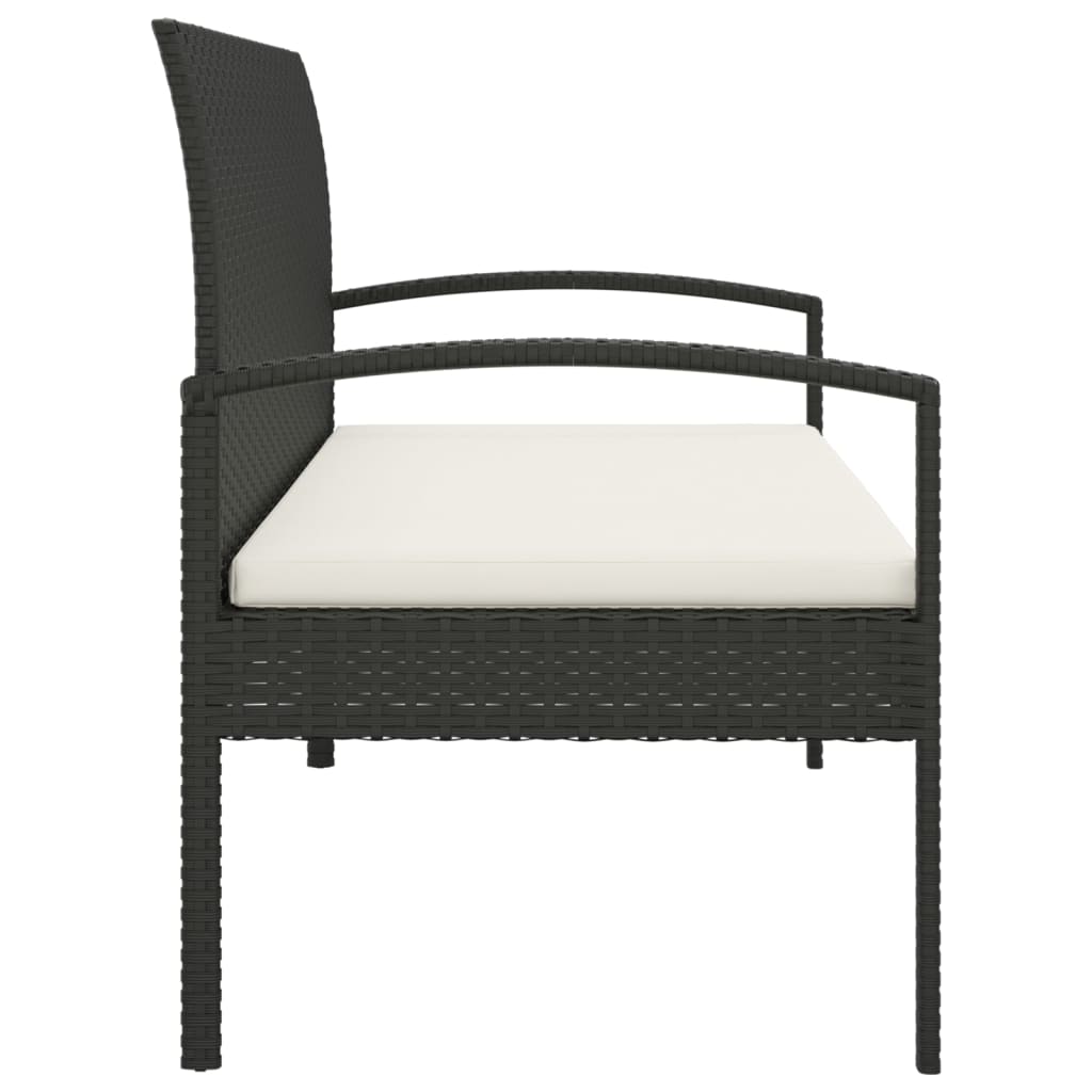 Fekete polyrattan kerti pad párnával 105 cm 4