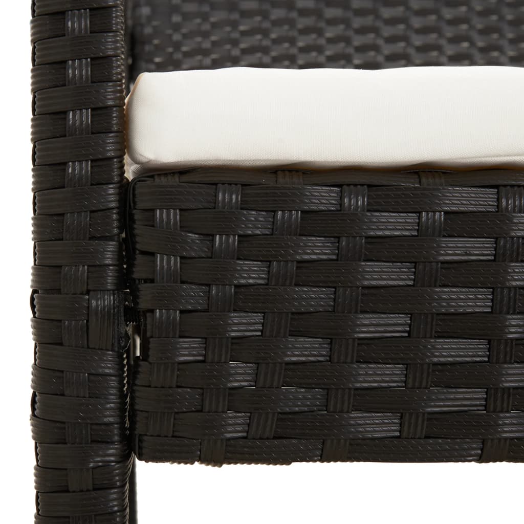 Fekete polyrattan kerti pad párnával 105 cm 6