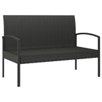 Fekete polyrattan kerti pad párnával 105 cm 7