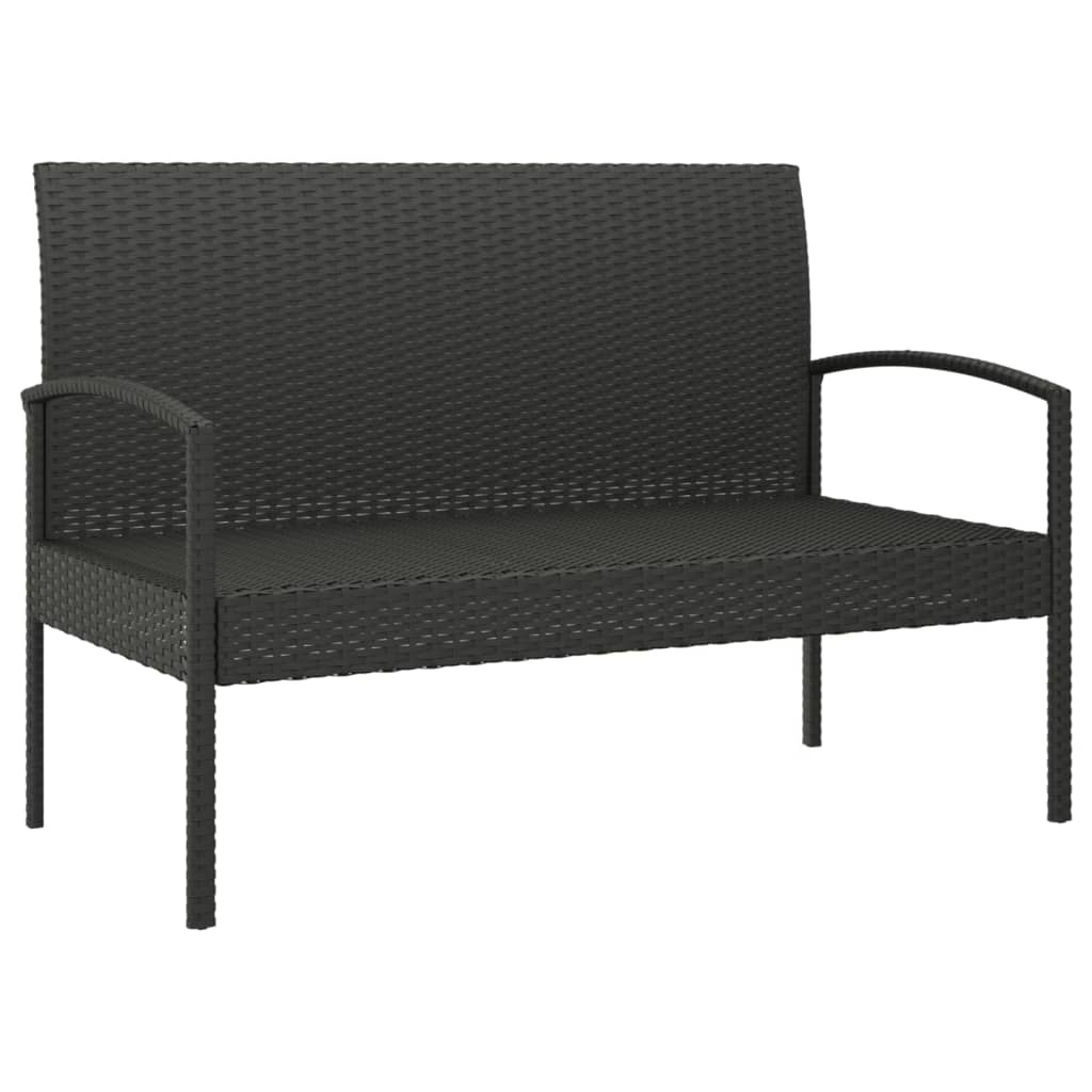 Fekete polyrattan kerti pad párnával 105 cm 7