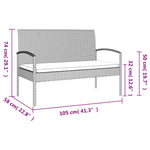 Fekete polyrattan kerti pad párnával 105 cm 8