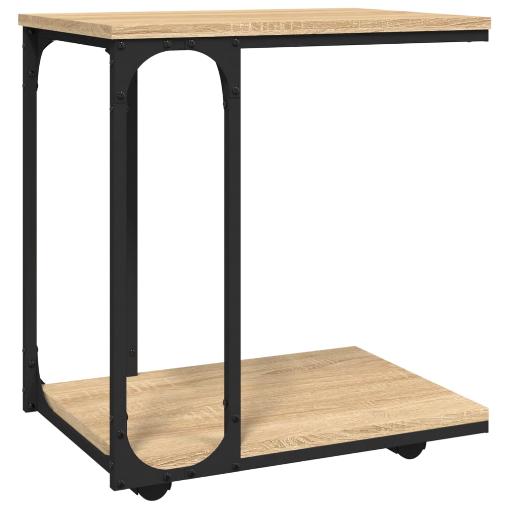 Sonoma tölgy szerelt fa kisasztal kerekekkel 50 x 35 x 55,5 cm 2