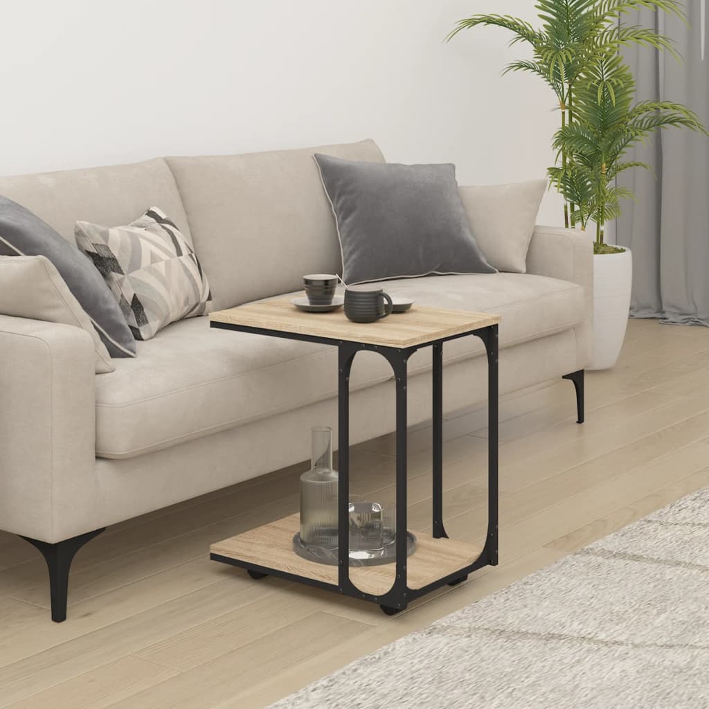 Sonoma tölgy szerelt fa kisasztal kerekekkel 50 x 35 x 55,5 cm 3
