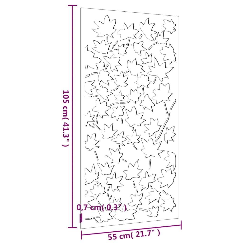 Juharlevél mintás corten acél kerti faldísz 105 x 55 cm 9