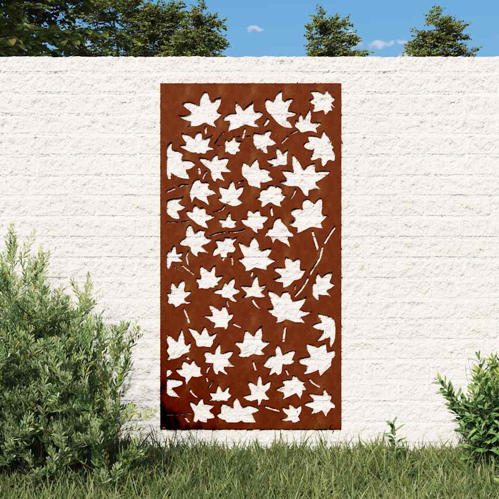 Juharlevél mintás corten acél kerti faldísz 105 x 55 cm