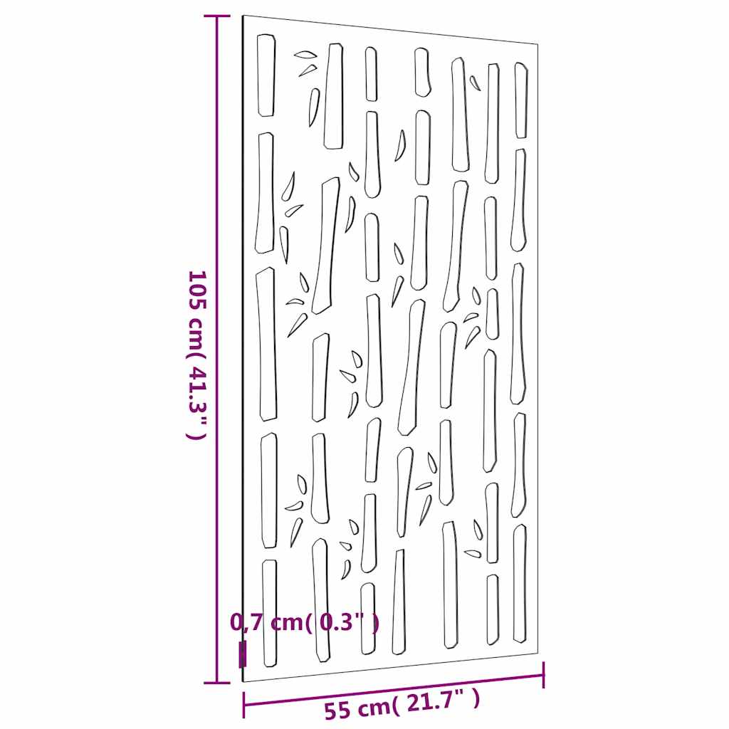 Bambuszmintás corten acél kerti faldísz 105 x 55 cm 9