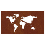 Világtérkép mintás corten acél kerti faldísz 105 x 55 cm 4