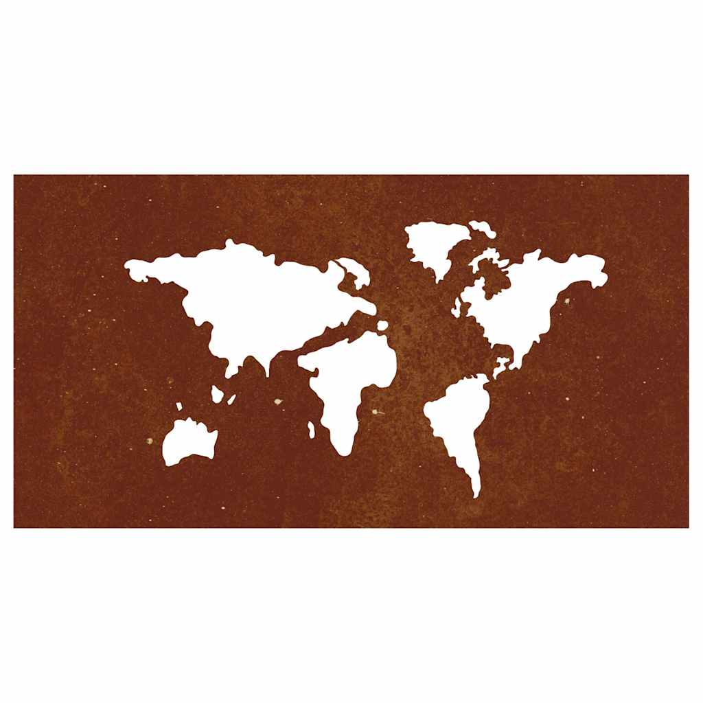 Világtérkép mintás corten acél kerti faldísz 105 x 55 cm 5