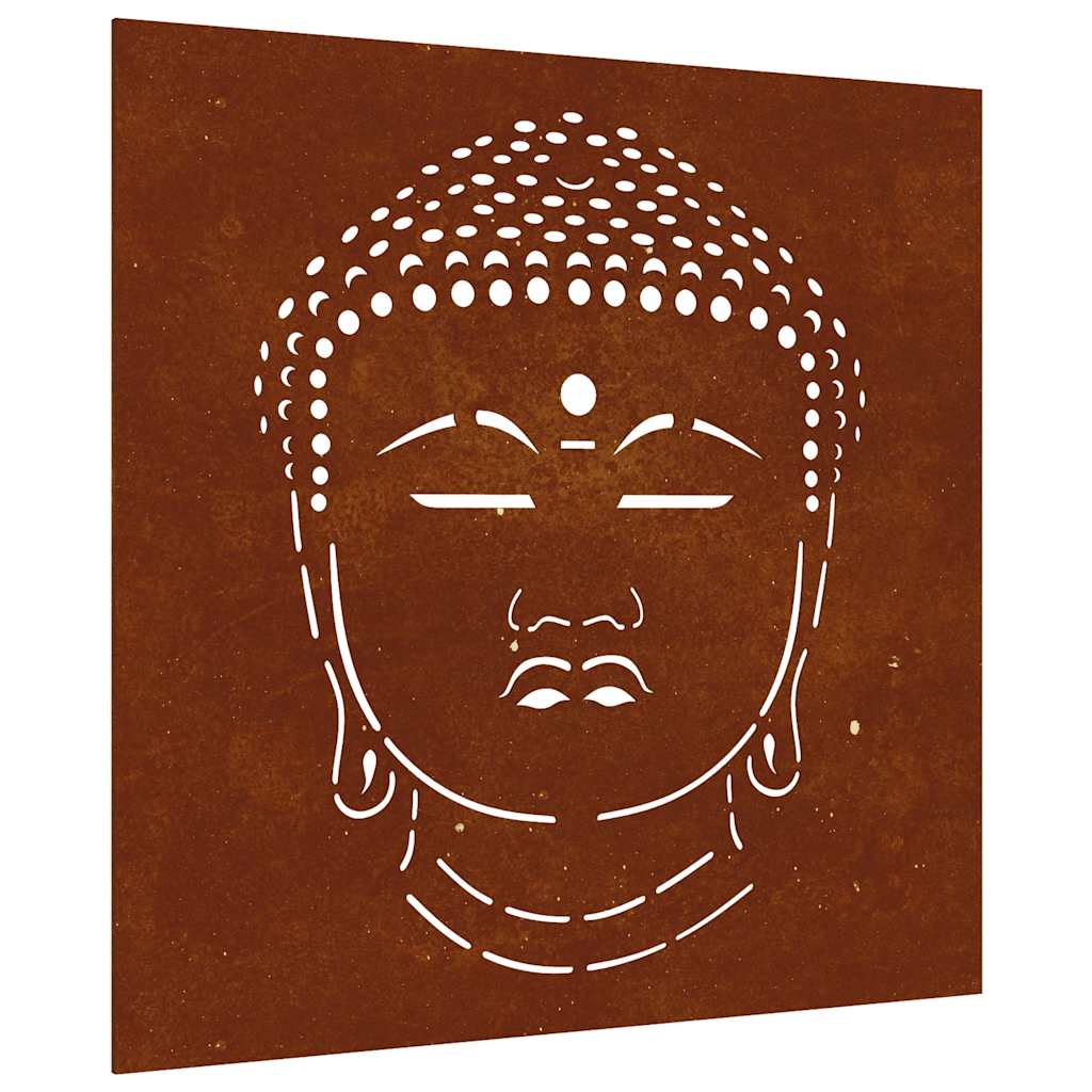 Buddha fej mintás corten acél kerti faldísz 55 x 55 cm 2