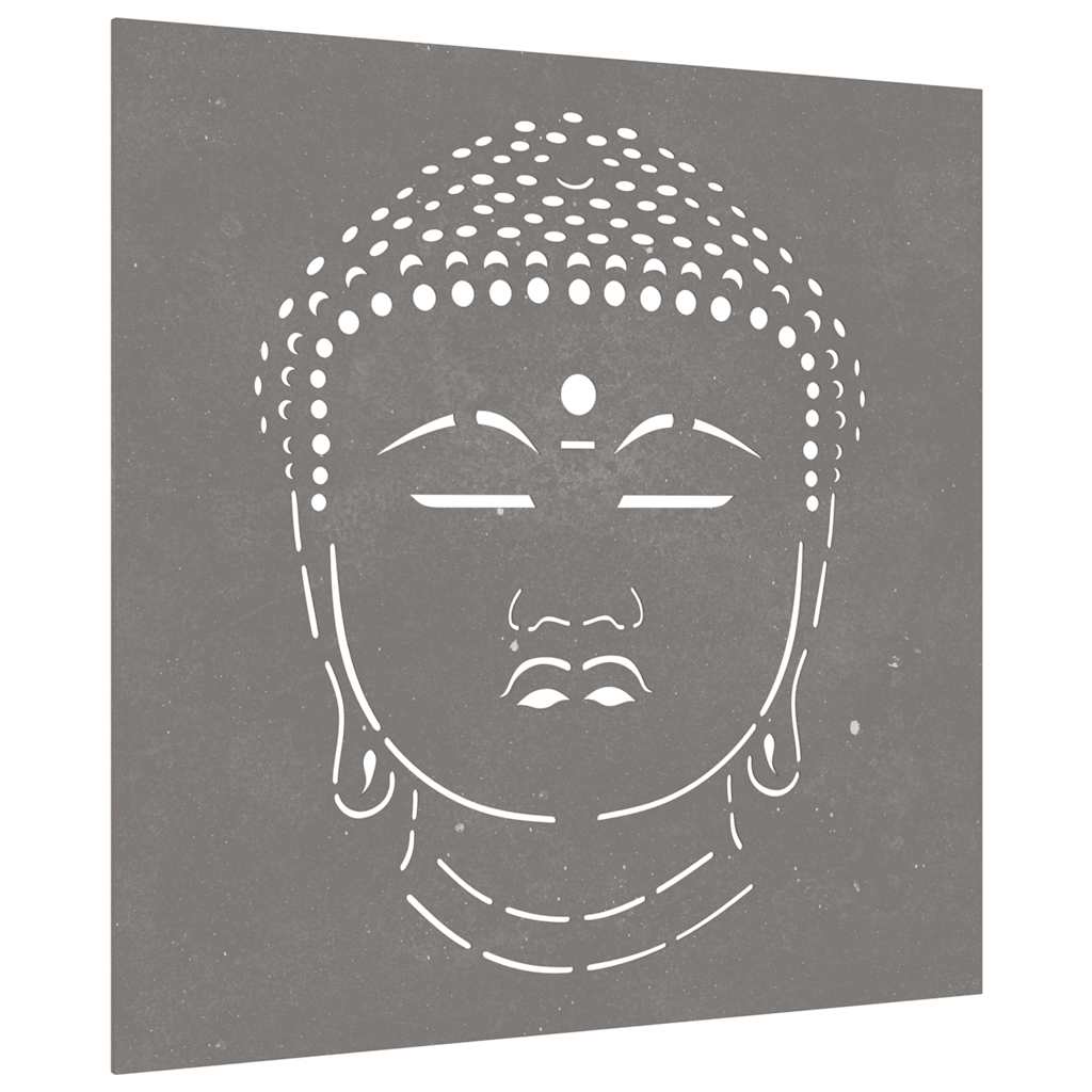 Buddha fej mintás corten acél kerti faldísz 55 x 55 cm 3
