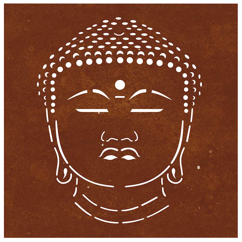 Buddha fej mintás corten acél kerti faldísz 55 x 55 cm 4