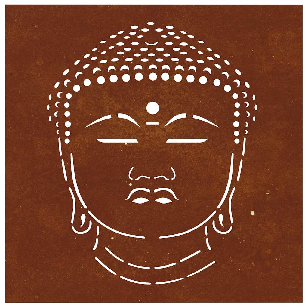 Buddha fej mintás corten acél kerti faldísz 55 x 55 cm 5