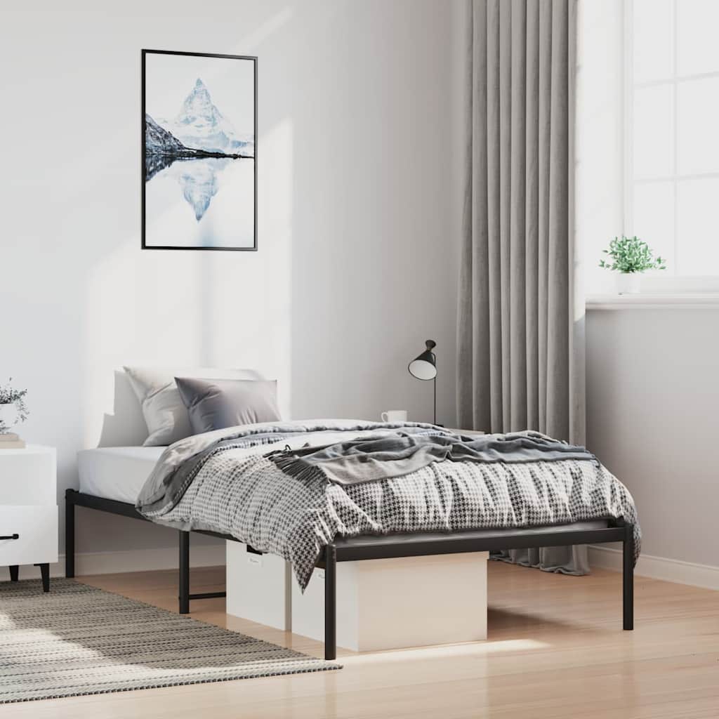 Fekete fém ágykeret 100 x 200 cm
