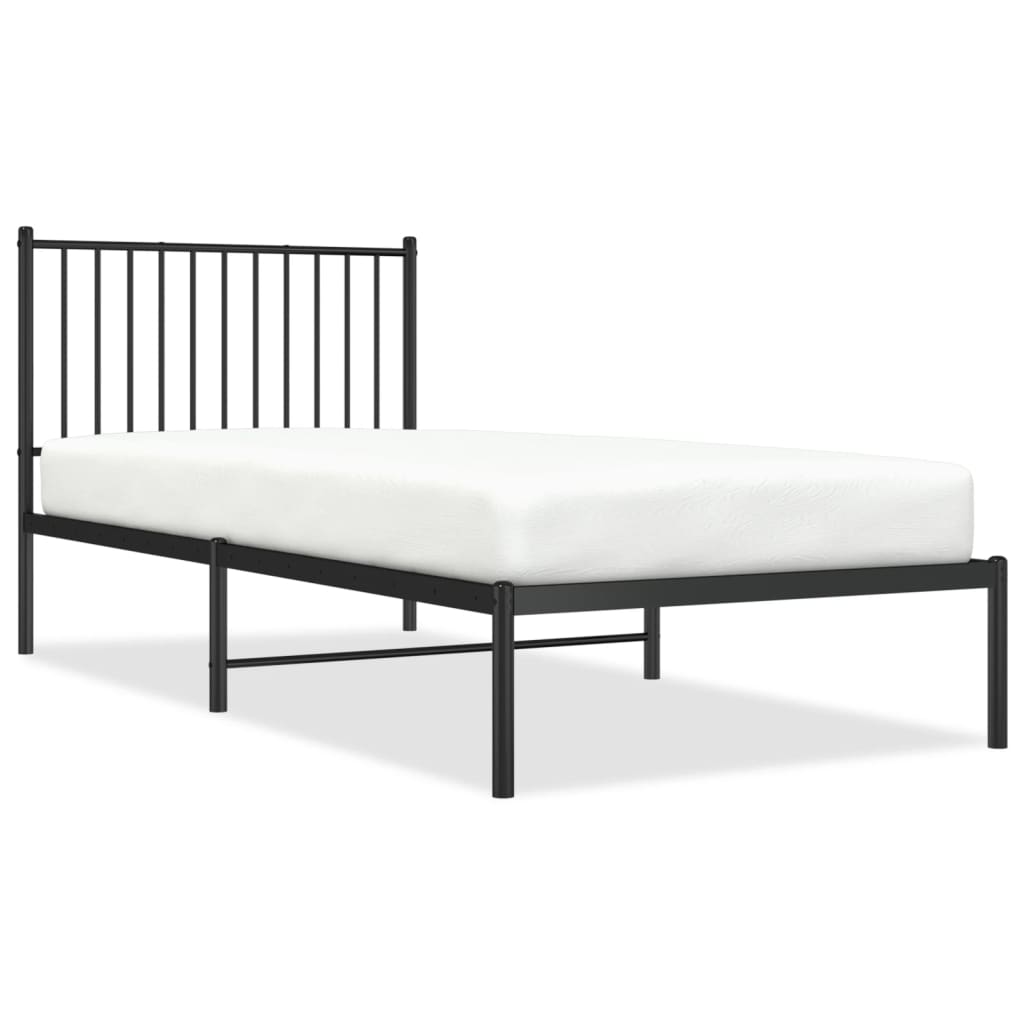 Fekete fém ágykeret fejtámlával 90 x 200 cm 2