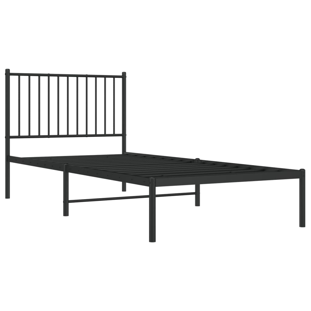 Fekete fém ágykeret fejtámlával 90 x 200 cm 3