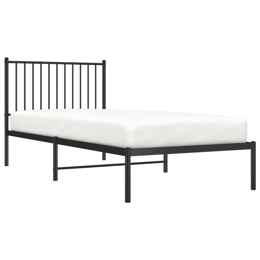 Fekete fém ágykeret fejtámlával 90 x 200 cm 4