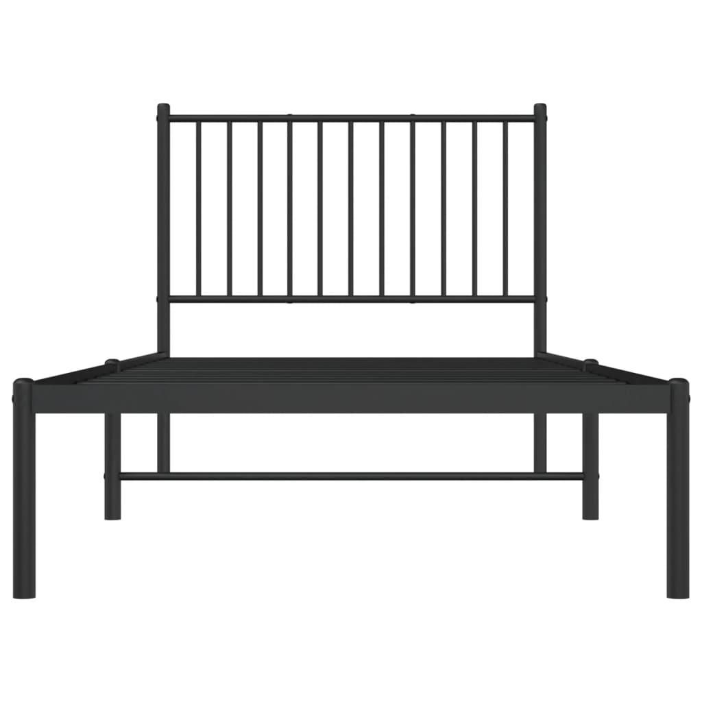 Fekete fém ágykeret fejtámlával 90 x 200 cm 5