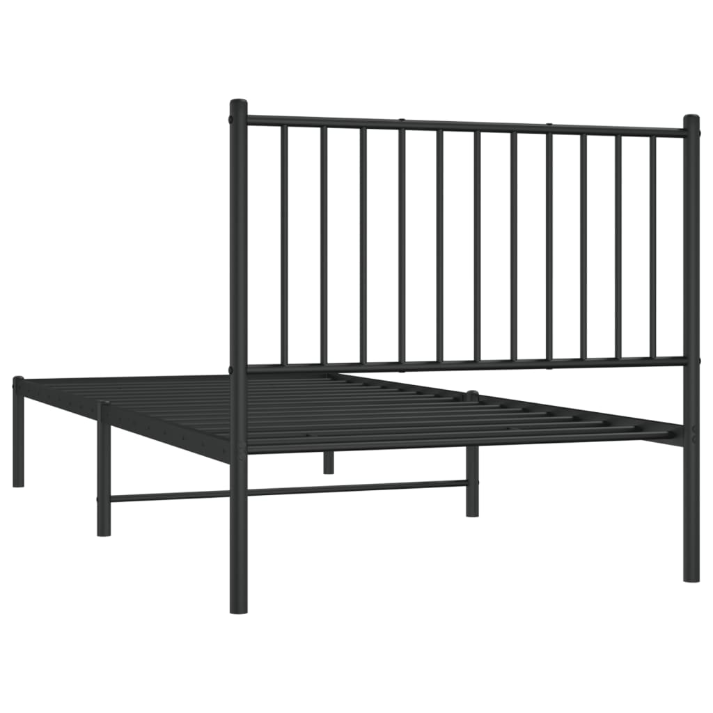 Fekete fém ágykeret fejtámlával 90 x 200 cm 7