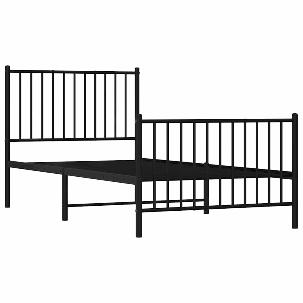 Fekete fém ágykeret fej- és lábtámlával 90 x 190 cm 3