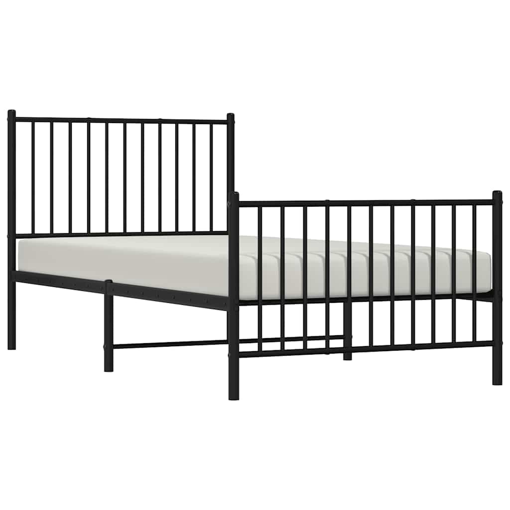 Fekete fém ágykeret fej- és lábtámlával 90 x 190 cm 4