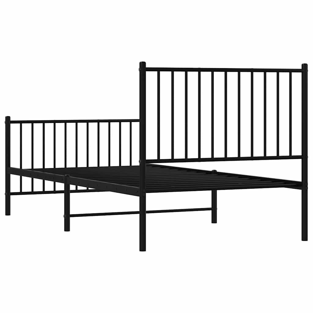 Fekete fém ágykeret fej- és lábtámlával 90 x 190 cm 7
