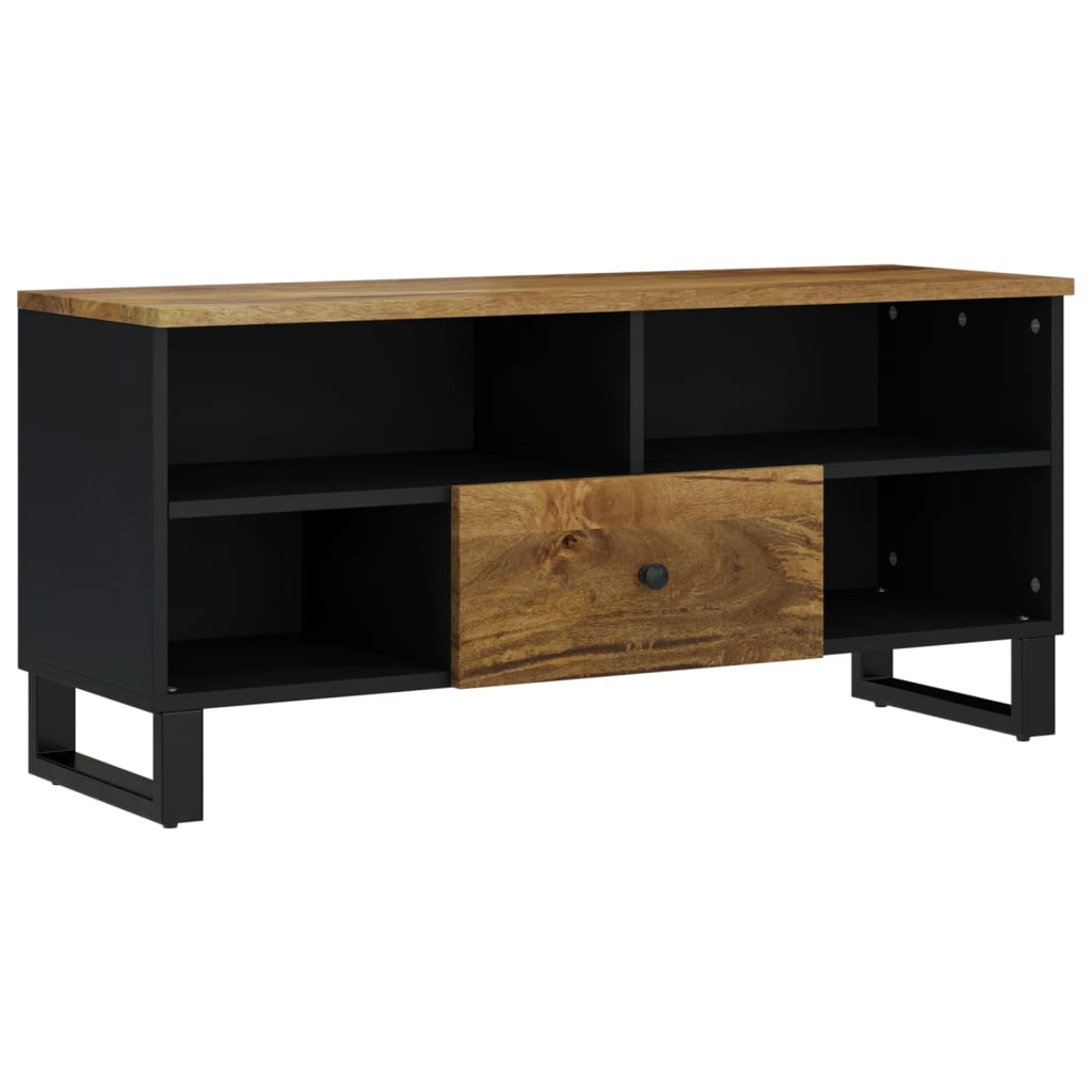 Tömör mangófa és szerelt fa TV-szekrény 100 x 33 x 46 cm 2