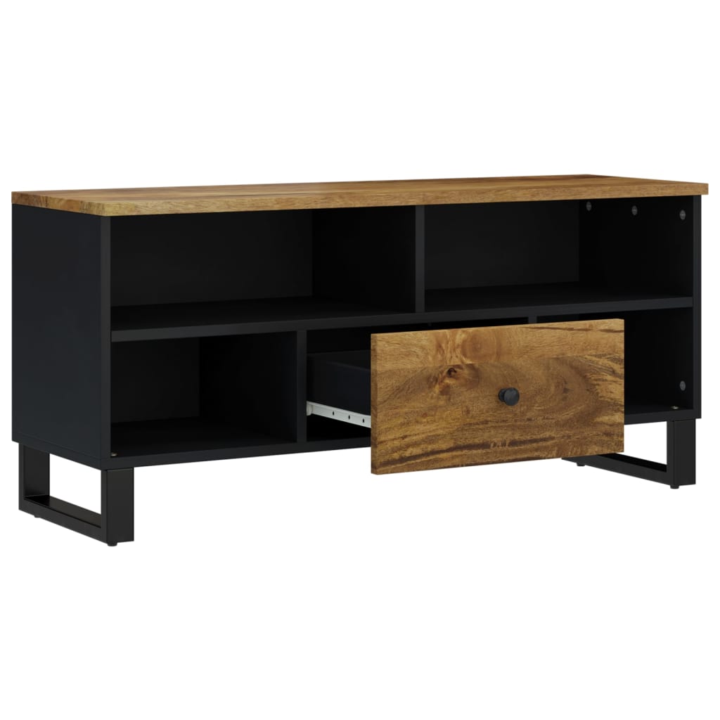 Tömör mangófa és szerelt fa TV-szekrény 100 x 33 x 46 cm 3