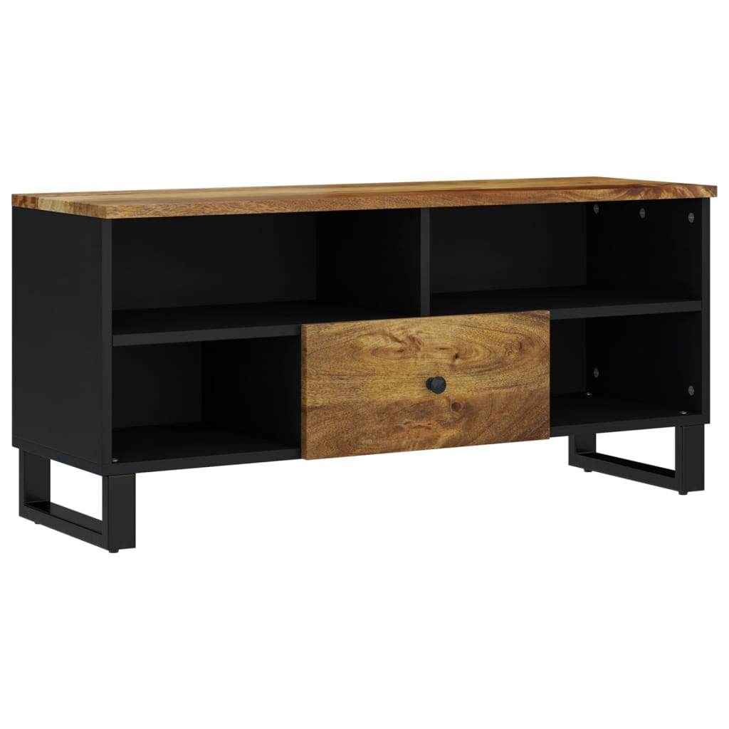 Tömör mangófa és szerelt fa TV-szekrény 100 x 33 x 46 cm 12