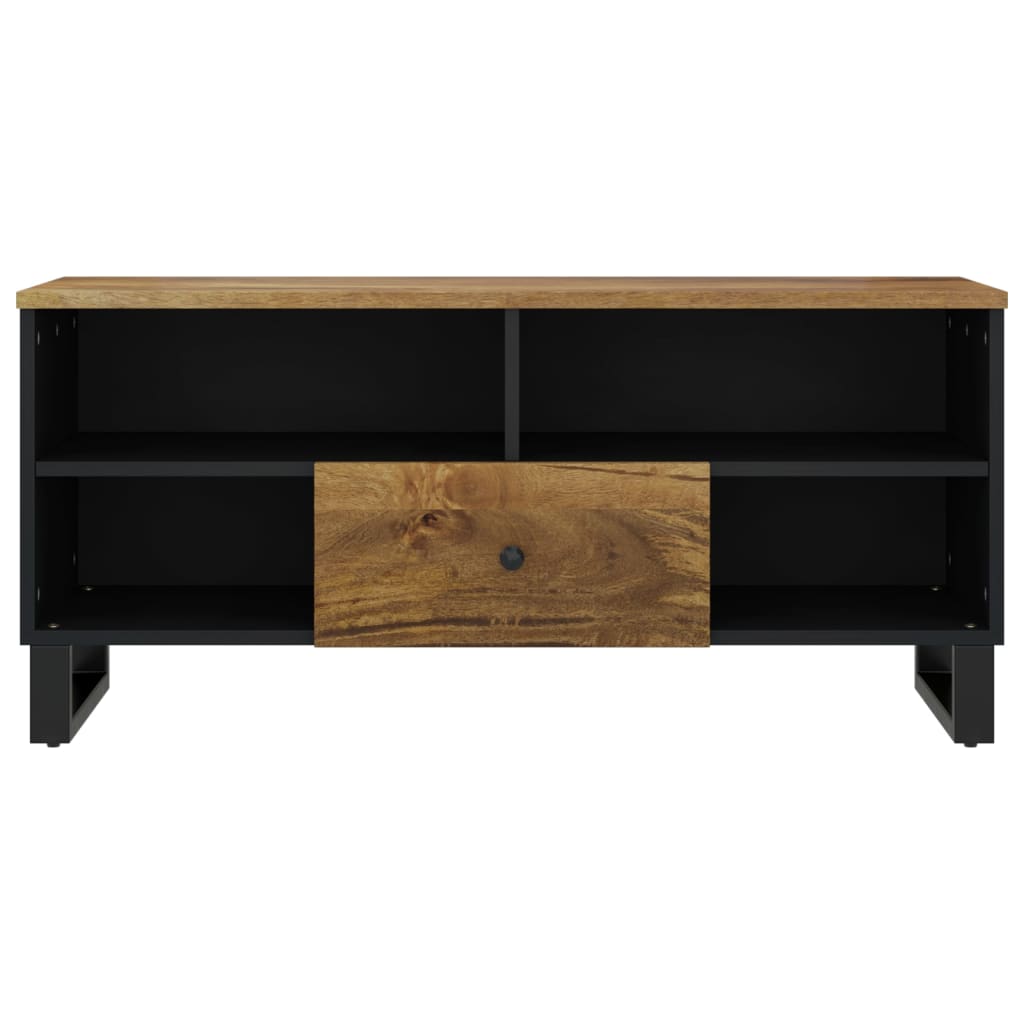 Tömör mangófa és szerelt fa TV-szekrény 100 x 33 x 46 cm 4