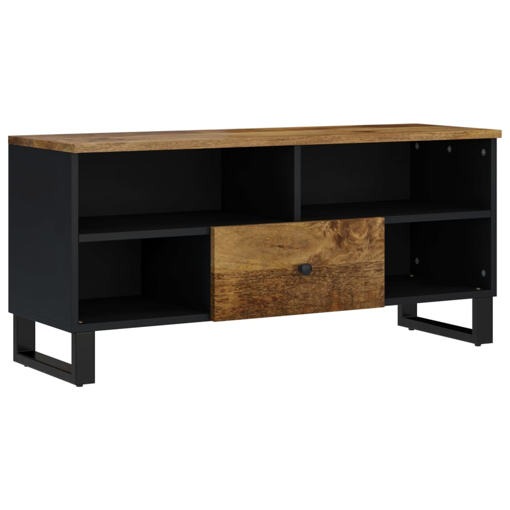 Tömör mangófa és szerelt fa TV-szekrény 100 x 33 x 46 cm 10