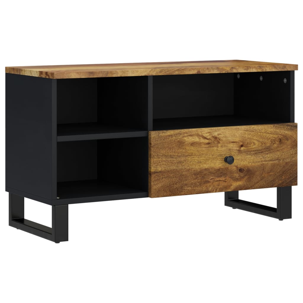 Tömör mangó- és szerelt fa TV-szekrény 80 x 33 x 46 cm 2
