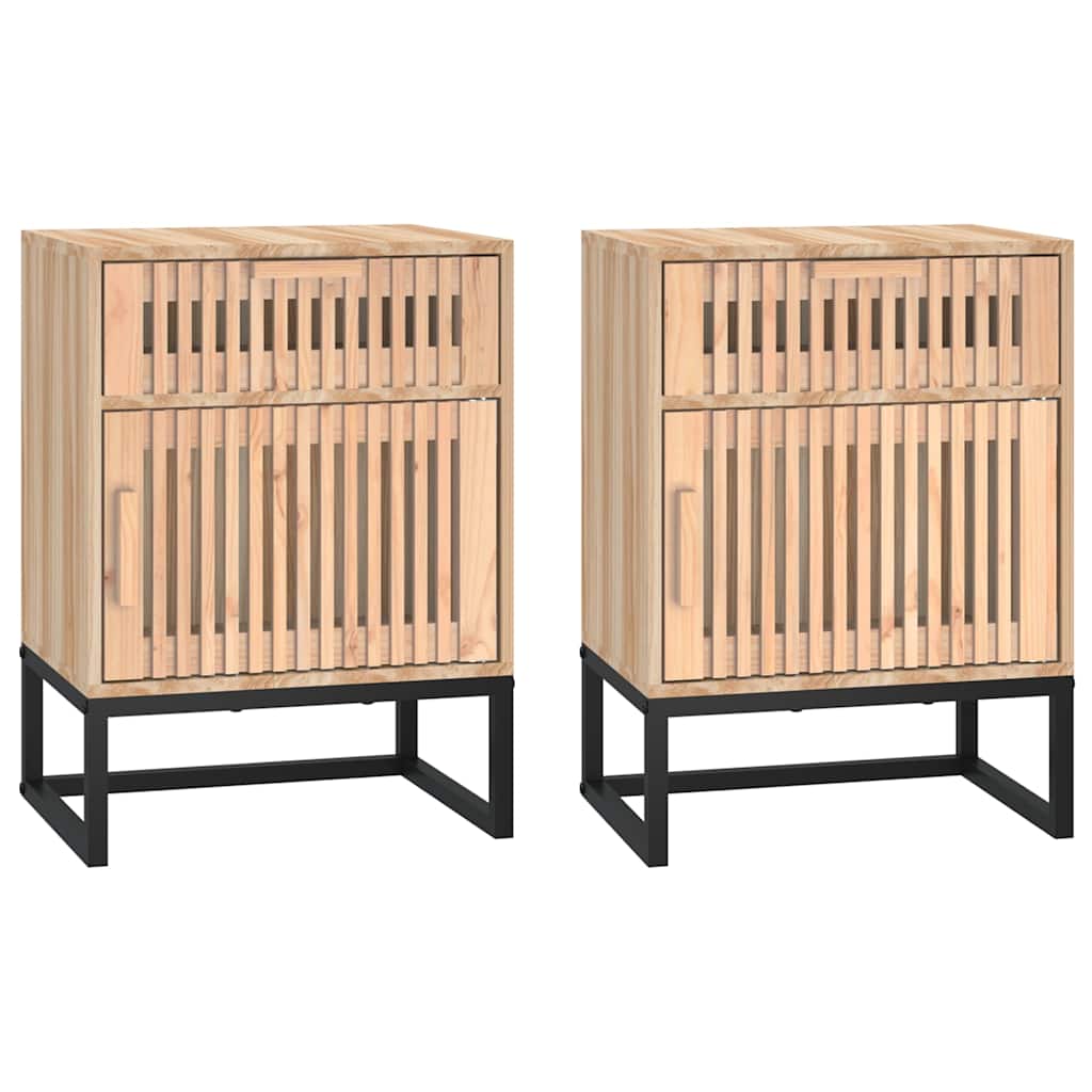2 db szerelt fa és vas éjjeliszekrény 40x30x55,5 cm 2