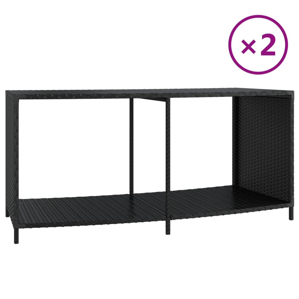 2 db fekete polyrattan tárolópolc 2