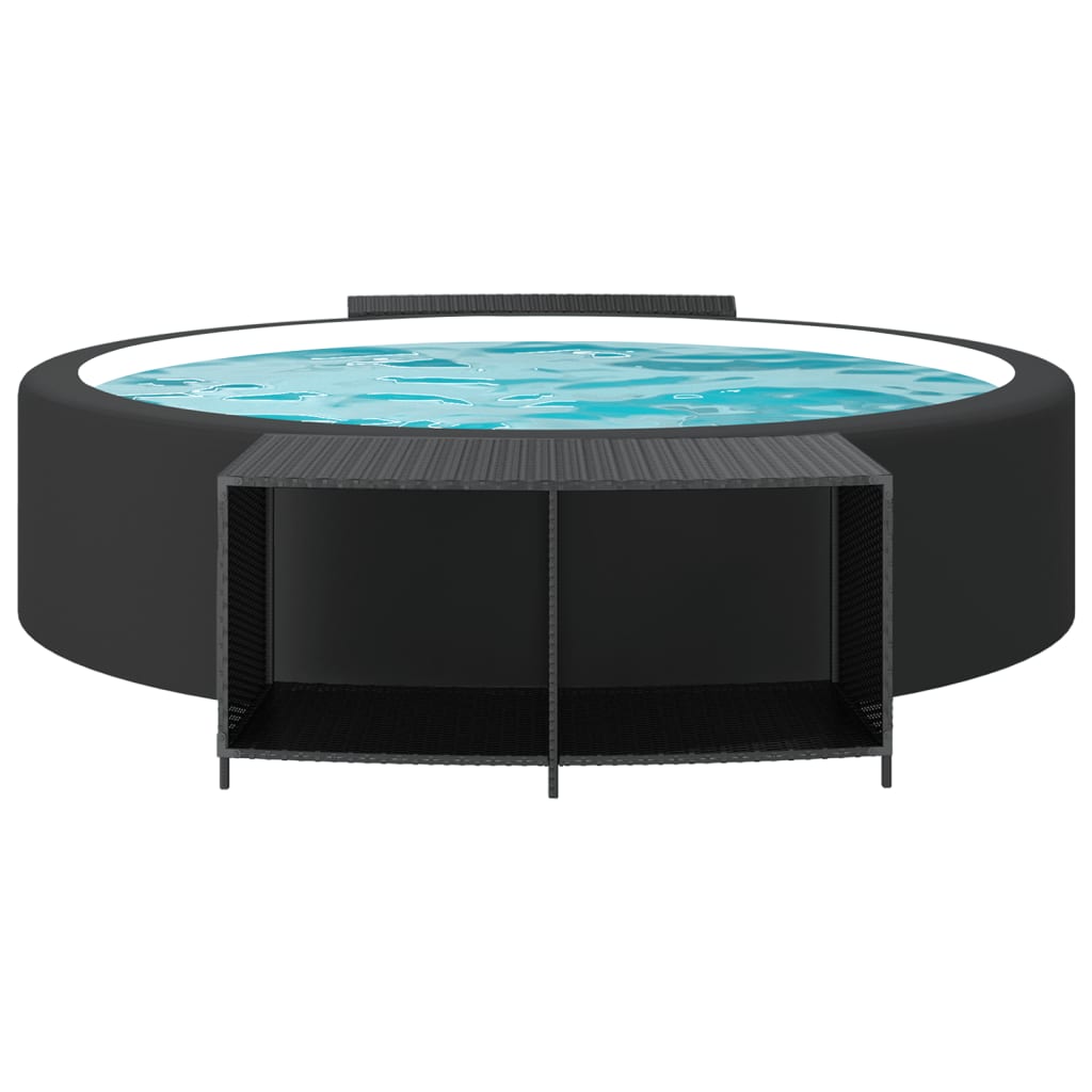 2 db fekete polyrattan tárolópolc 3