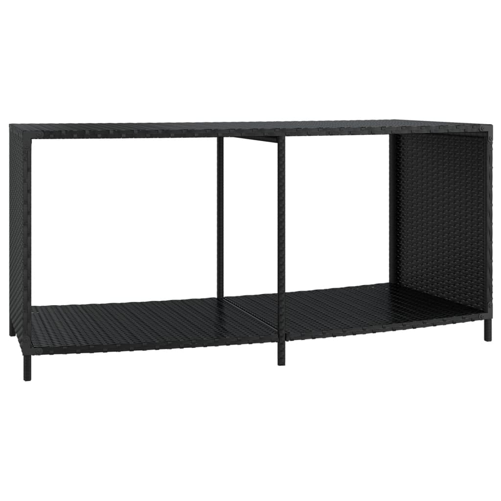2 db fekete polyrattan tárolópolc 4