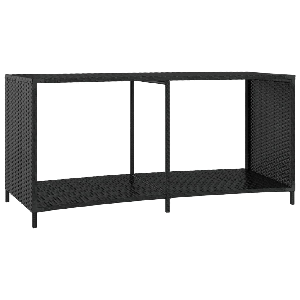 2 db fekete polyrattan tárolópolc 7