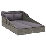 Szürke polyrattan napágy összecsukható tetővel 200x114x128 cm 6