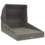 Szürke polyrattan napágy összecsukható tetővel 200x114x128 cm 7