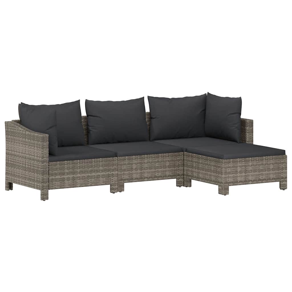 4 részes szürke polyrattan kerti ülőgarnitúra párnákkal 2