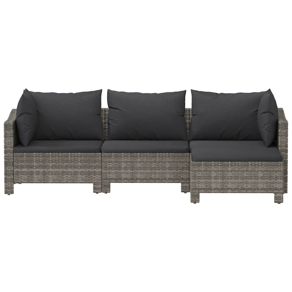 4 részes szürke polyrattan kerti ülőgarnitúra párnákkal 4