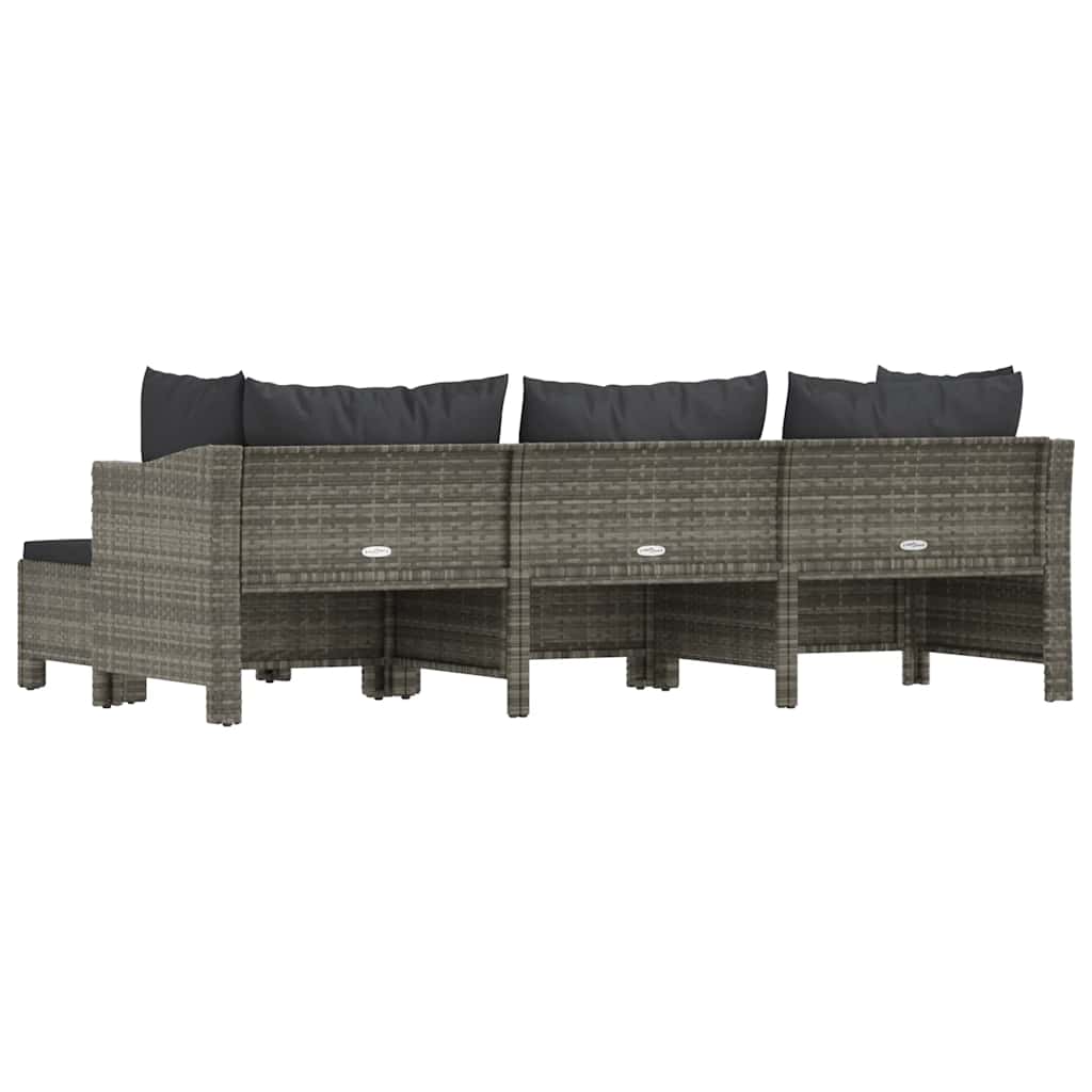 4 részes szürke polyrattan kerti ülőgarnitúra párnákkal 6