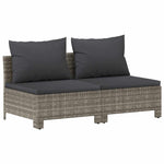 2 személyes szürke polyrattan kerti kanapé párnákkal 2