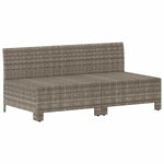 2 személyes szürke polyrattan kerti kanapé párnákkal 3