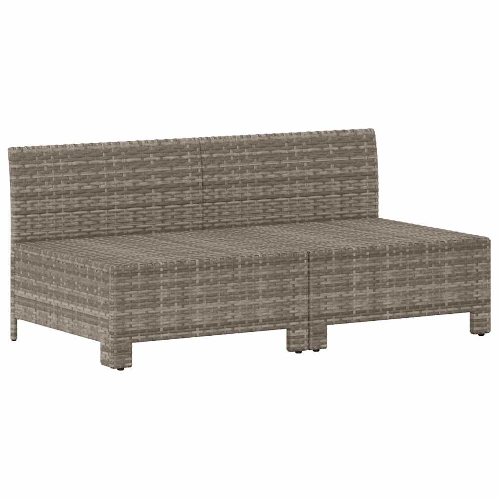 2 személyes szürke polyrattan kerti kanapé párnákkal 3
