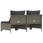 2 személyes szürke polyrattan kerti kanapé párnákkal 6