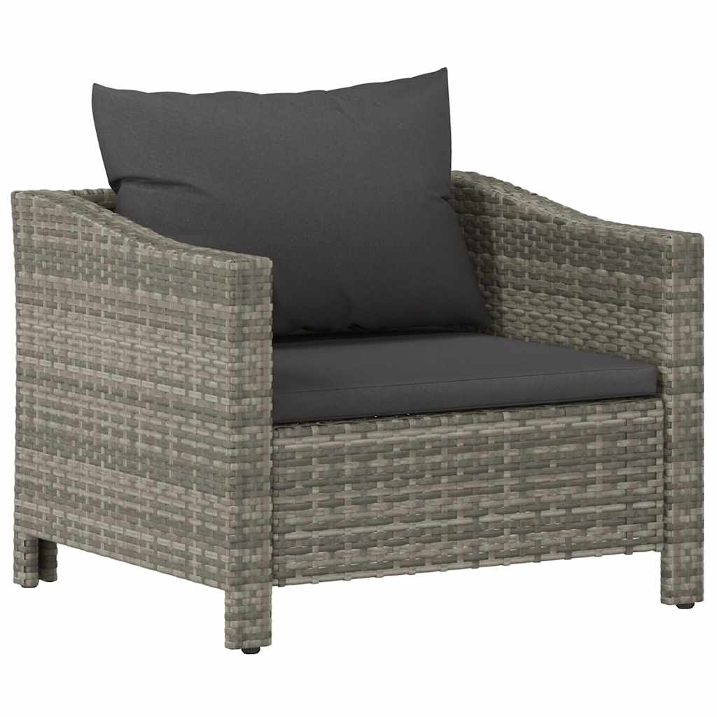 Szürke polyrattan kerti fotel párnával 2